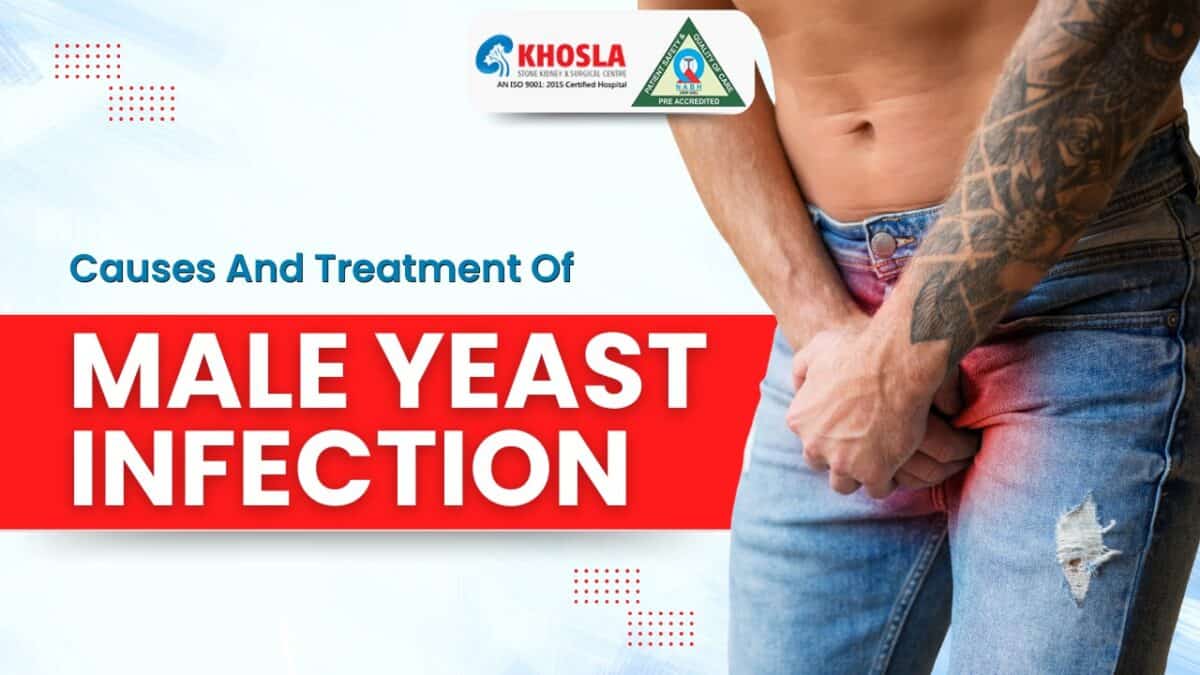 a man in jeans holding his groin area in discomfort