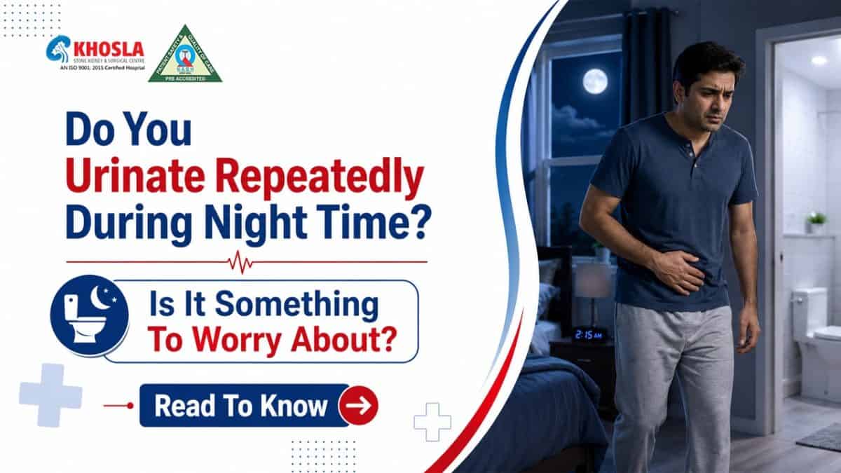Man experiencing frequent urination at night in bedroom.