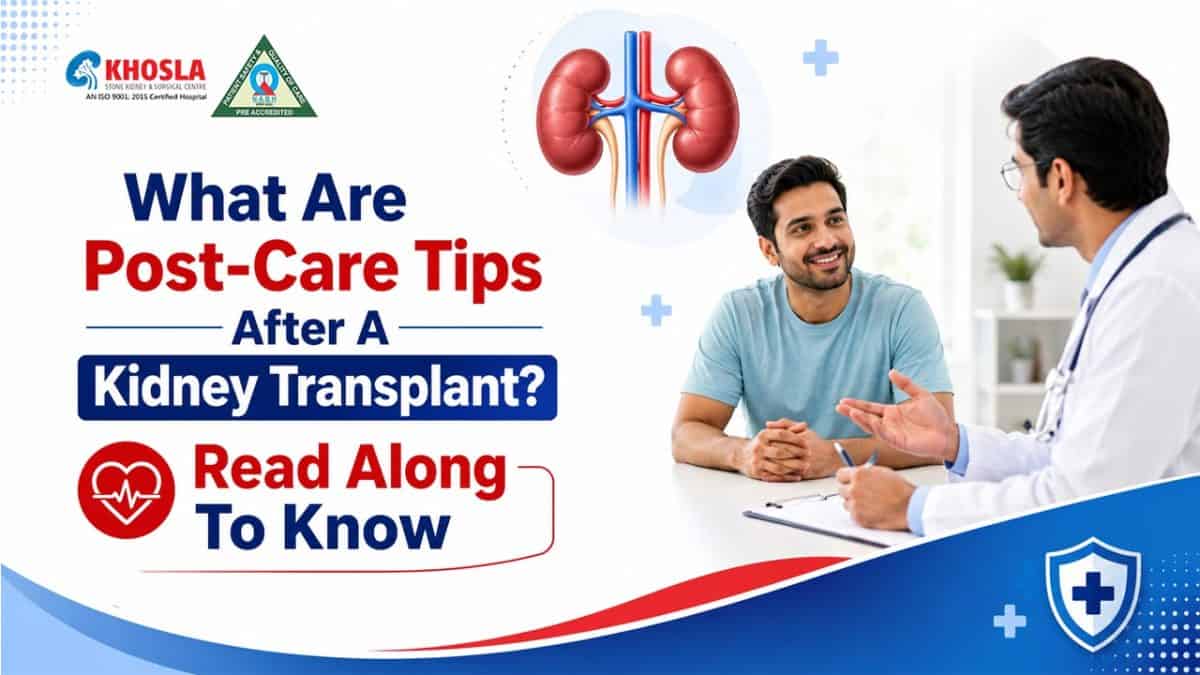 Doctor consulting with patient about kidney transplant post-care tips.